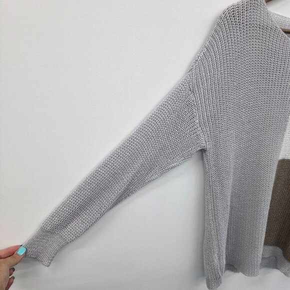 Luisa Ricci Italy Minimalist Colorblock Knit Pullover Sweater Gray Womens Size L - Picture 6 of 12
